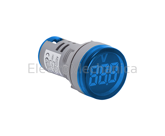 AD22-22VMB 22mm BLU P/MNT V/METER 20-500VAC – EM