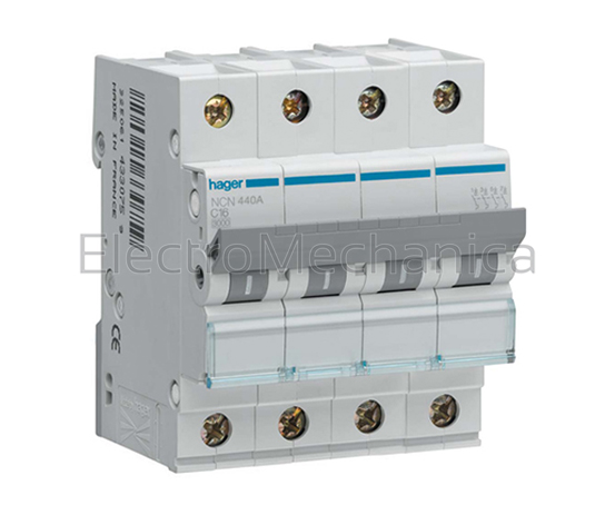 NCN450A — NCN450A - 50A 4P 15KA C-curve MCB | Hager | EM